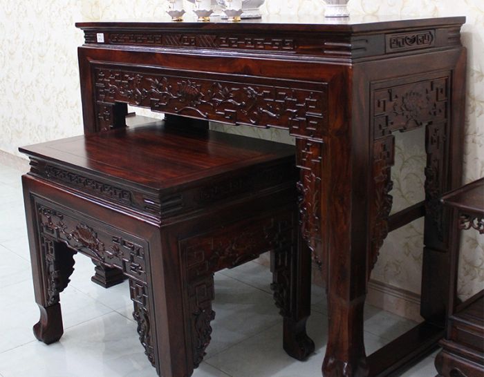 Bàn thờ gia tiên cặp gỗ muồng GT14